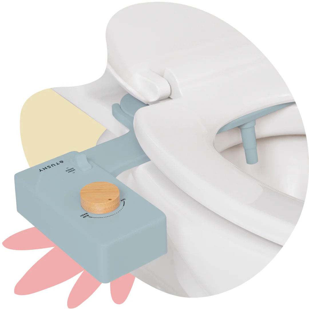 TUSHY Classic 3.0 Bidet Toilet Attachment | Fits All Standard Toilets | Bidet Seat | Easy to to Install | Blue/Bamboo | TUSHY