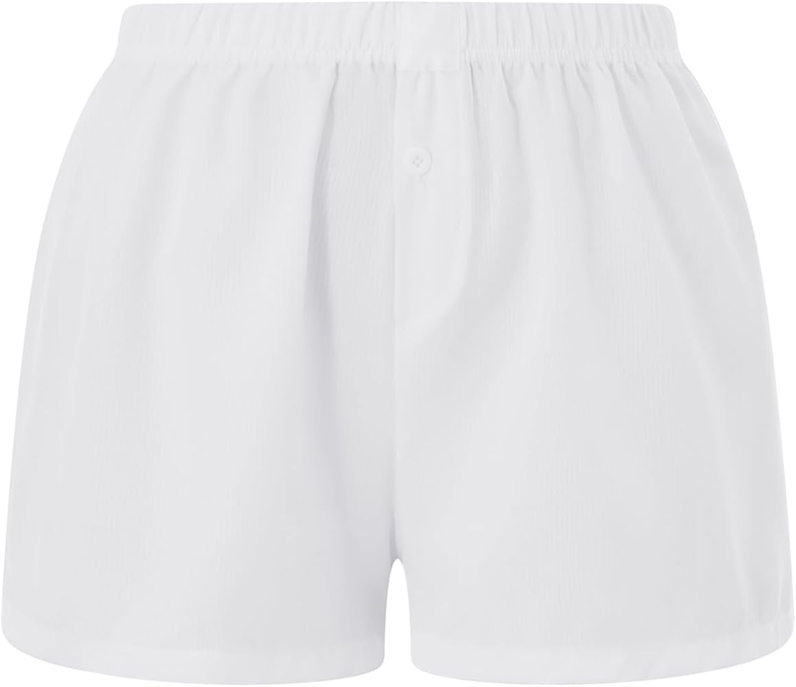 Y2k Plaid Shorts Cute Baggy Ginghem Boxer Shorts for Women Checked Lounge Pajama Bottom Preppy Sl... | Amazon (US)