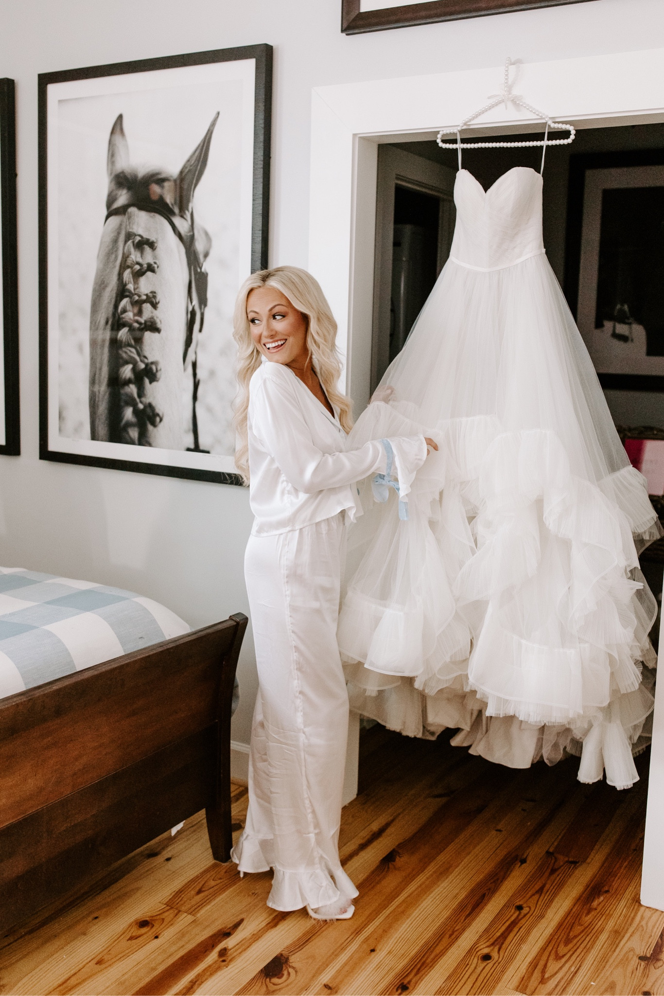 The morning of my wedding 💙 wearing the cutest pajama set from Nasty Gal! Run don’t walk, the white sells out FAST💨 wearing size 2 and it fits perfect! TTS + I linked the other 2 colors 🫶🏼

#LTKwedding #LTKU #LTKunder100