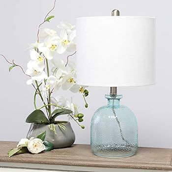 Elegant Designs LT3335-CBL Textured Glass Table Lamp, Clear Blue & White | Amazon (US)