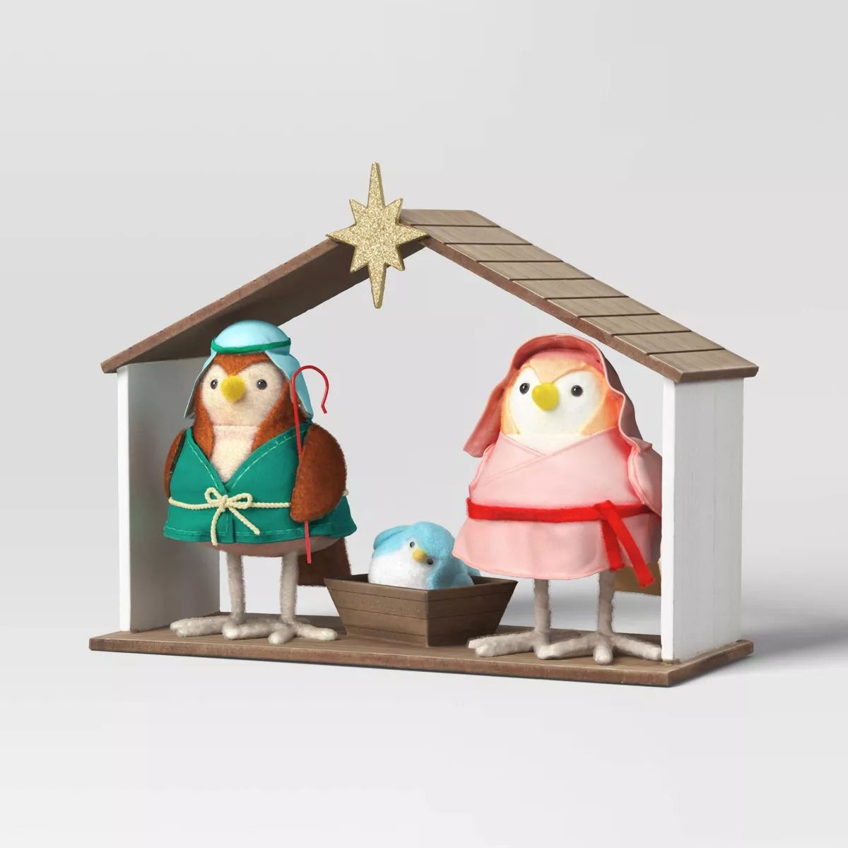 4pc Featherly Friends Fabric Bird Christmas Nativity Scene Figurine Set - Wondershop™ | Target
