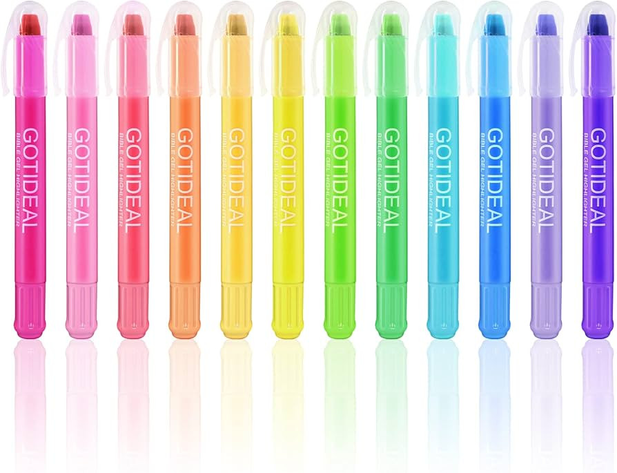 GOTIDEAL Bible Highlighters, 12 Pack Assorted Colors Gel Highlighters Pens Set, Wax Bible Markers... | Amazon (US)