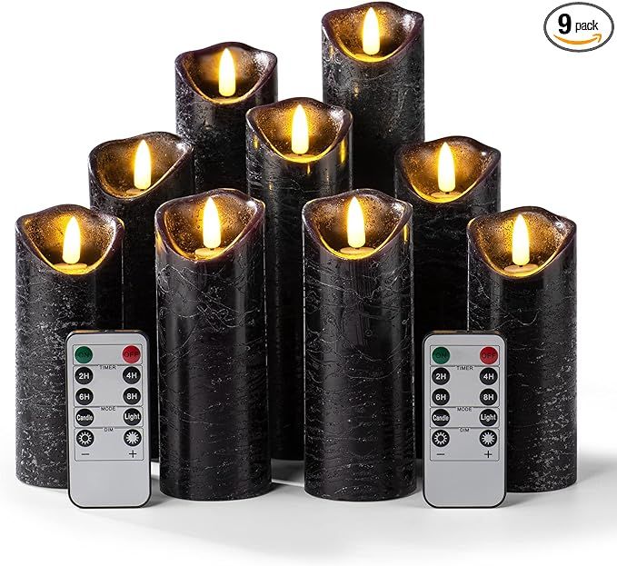 Hausware Set of 9 Flameless Candles Battery Operated LED Real Wax Flickering Electric Candles wit... | Amazon (US)