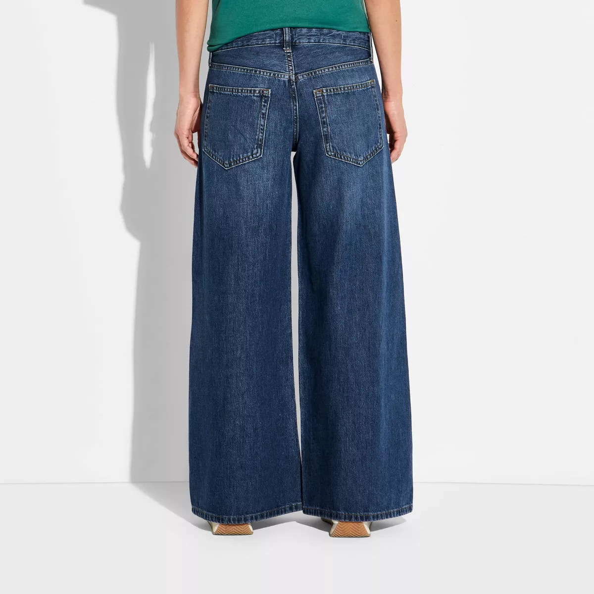 Women's Low-Rise Ultra Wide Leg Jeans - Wild Fable\u2122 Dark Wash 6 Long | Target
