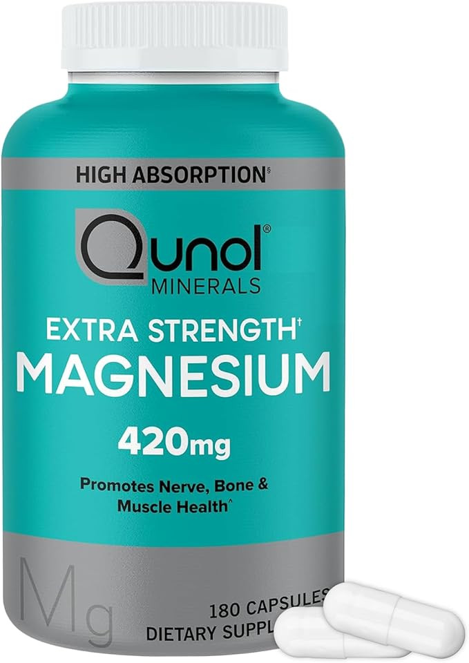 Qunol Magnesium Capsules 420mg, 100% DV, High Absorption Magnesium Supplement, Extra Strength, Bo... | Amazon (US)