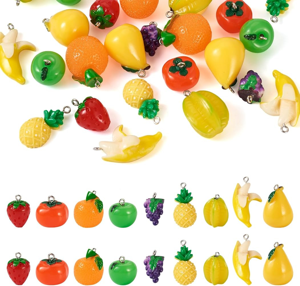 Craftdady 27Pcs Resin Fruit Charms 9 Styles Apple Orange Pineapple Strawberry Pendants with Iron ... | Amazon (CA)