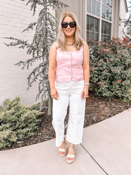 Love this pink linen vest- wearing to church this morning! 

#LTKStyleTip #LTKFindsUnder50 #LTKSummerSales