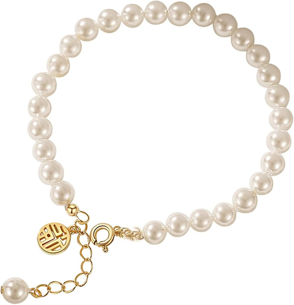 Amazon.com: Pearl Bracelets for Women 18K Gold Plated Freshwater Cultured Pearl Bracelets for Wom... | Amazon (US)