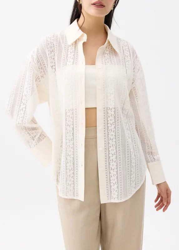Relaxed Lace Collared Shirt | Love, Bonito USA