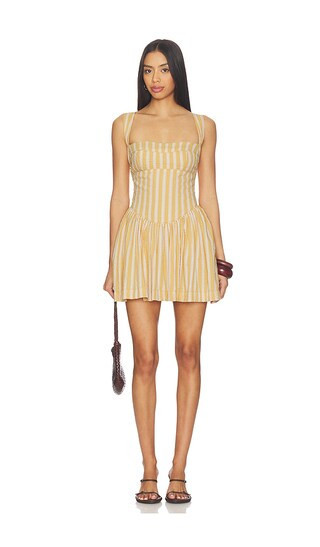 Free People Laurel Plaid Mini Dress in Mustard. - size M | Revolve Clothing (Global)