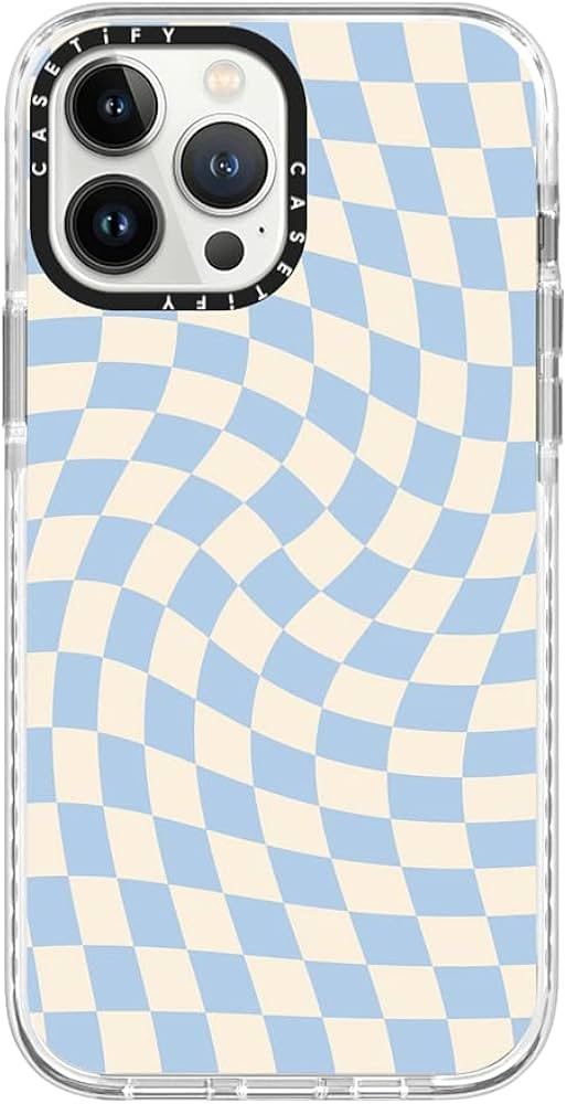 CASETiFY Impact Case for iPhone 13 Pro Max - Check II - Baby Blue Twist - Clear Frost | Amazon (US)