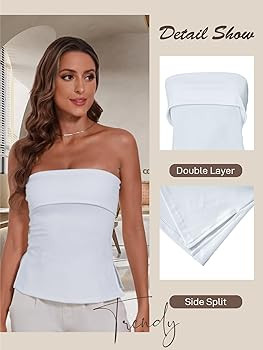 Strapless Tube Tops for Women Backless Going Out Bandeau Top Sexy Trendy Off Shoulder Side Split ... | Amazon (US)