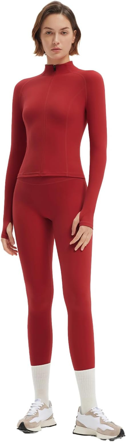 SUUKSESS Women 2 pieces Workout Sets BBL Full Zip Up Jacket High Waist Gym Leggings | Amazon (US)