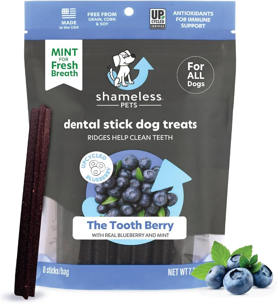 Shameless Pets Dental Treats for Dogs, The Tooth Berry - Healthy Dental Sticks with Immune Suppor... | Amazon (US)