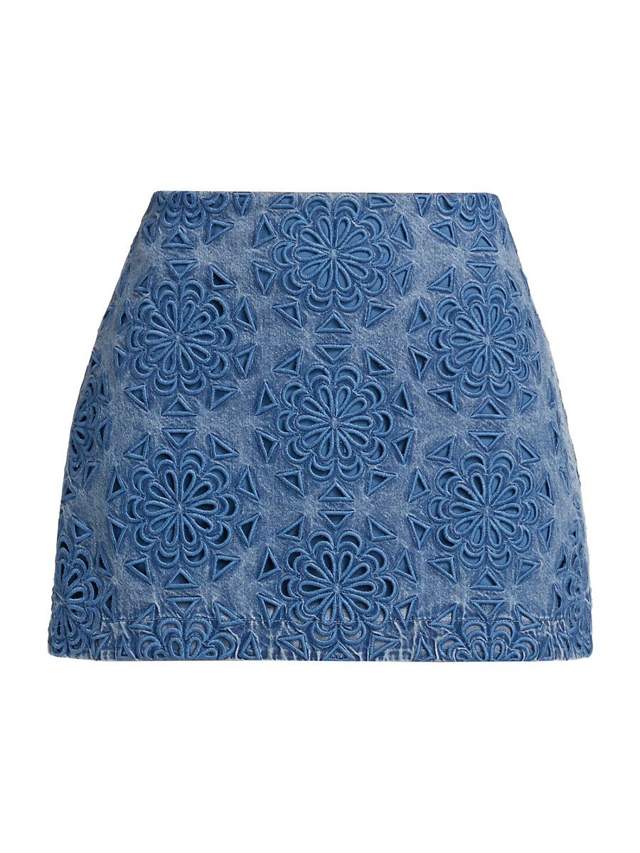 Women's Rubi Lasercut Denim Miniskirt - Avery Blue - Size 32 | Saks Fifth Avenue