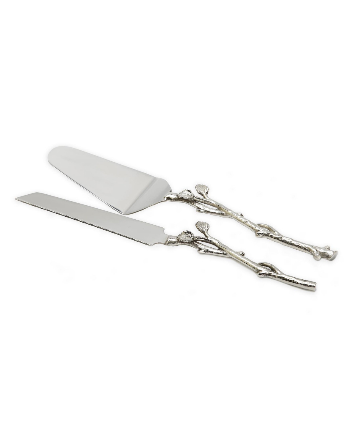 Classic Touch Cake Server and Knife Set with Leaf Design - Silver-Tone | Macy's