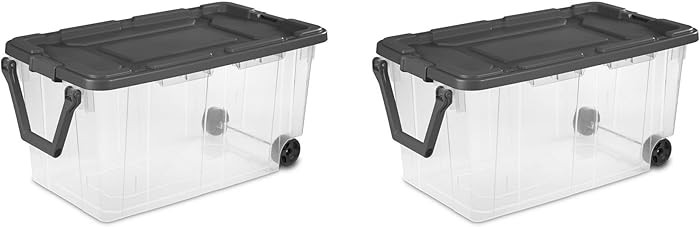Extra Large Storage Bin, 40 Gallon Wheeled Plastic Storage Container with Handle,Pack of 2 (Clear... | Amazon (US)