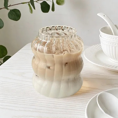 22 Oz Bubble Drinking Water Glasses Tumblers- Glass Cups Cute Ripple Shaped Vintage Ribbed Glassware- Cocktail,Soda, Juice, Coffee, Milk | Walmart (US)