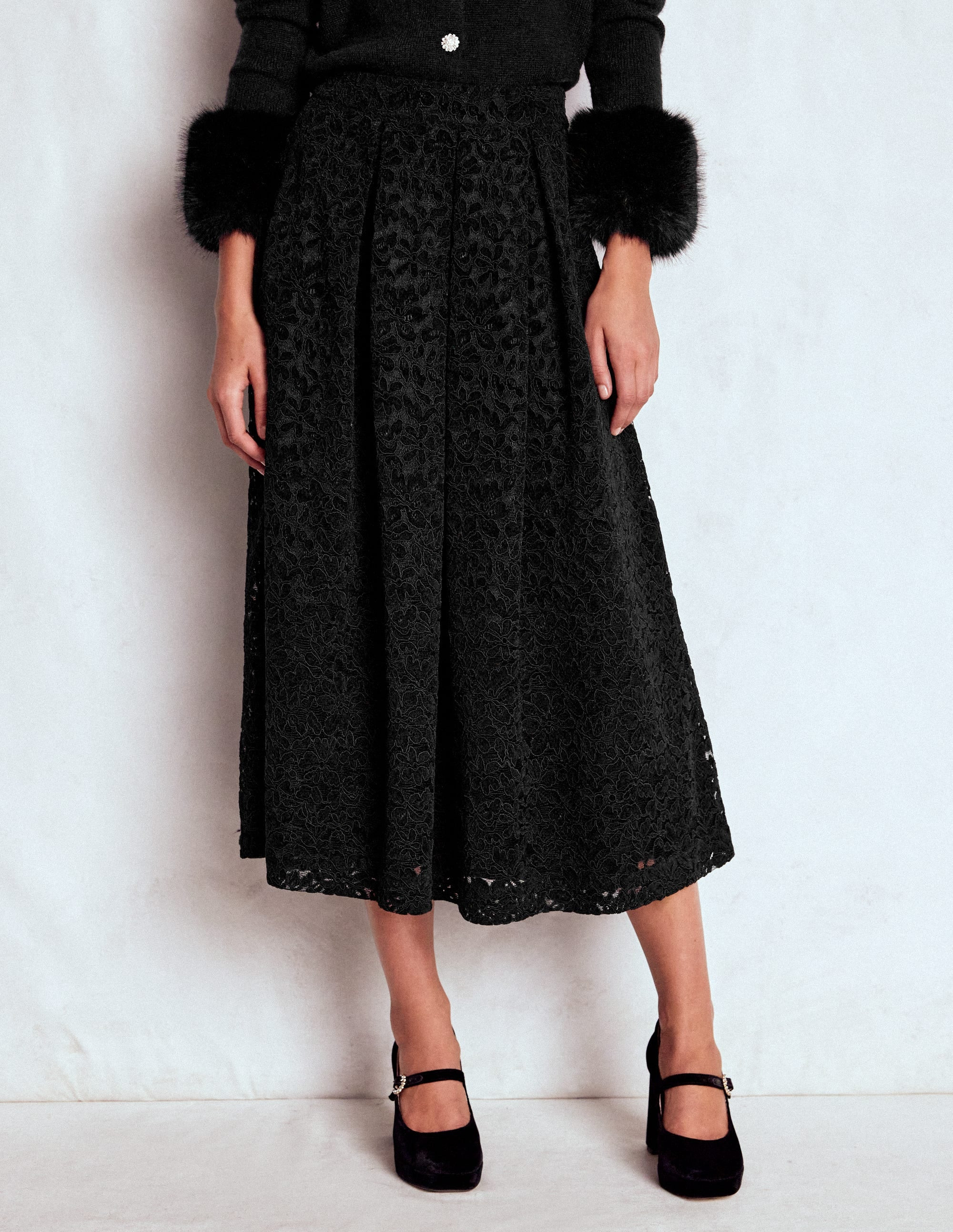 Verity Lace Midi Skirt-Black Lace | Boden UK
