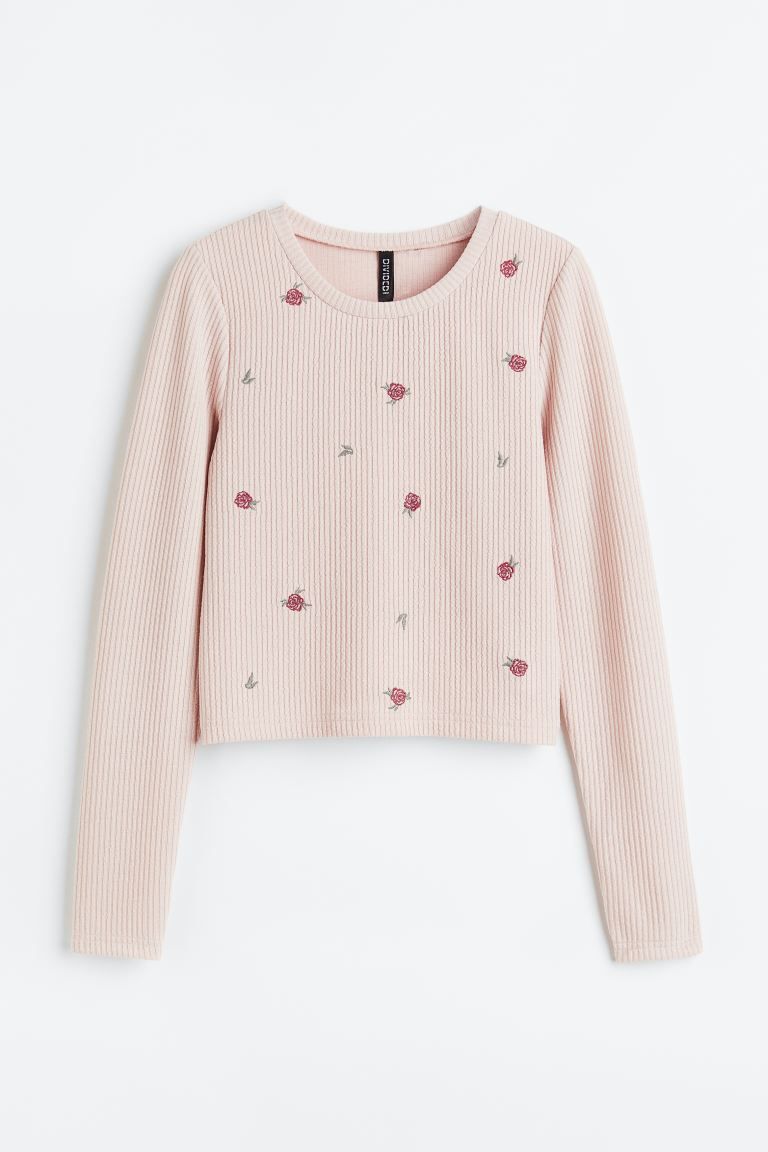 Embroidered Ribbed Top | H&M (US + CA)