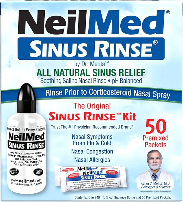 NeilMed Sinus Rinse - A Complete Sinus Nasal Rinse Kit, 50 count (Pack of 1) Count may vary | Amazon (US)