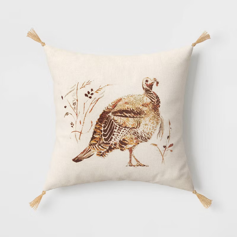 Turkey Square Throw Pillow Cream/Brown - Threshold™ | Target