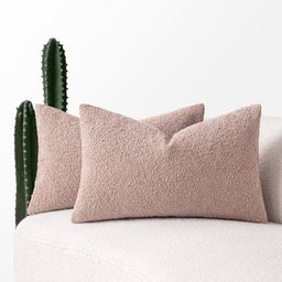 MIULEE Set of 2 Pink Throw Pillow Covers 12x20 Inch Decorative Couch Pillow Covers Textured Boucl... | Amazon (US)