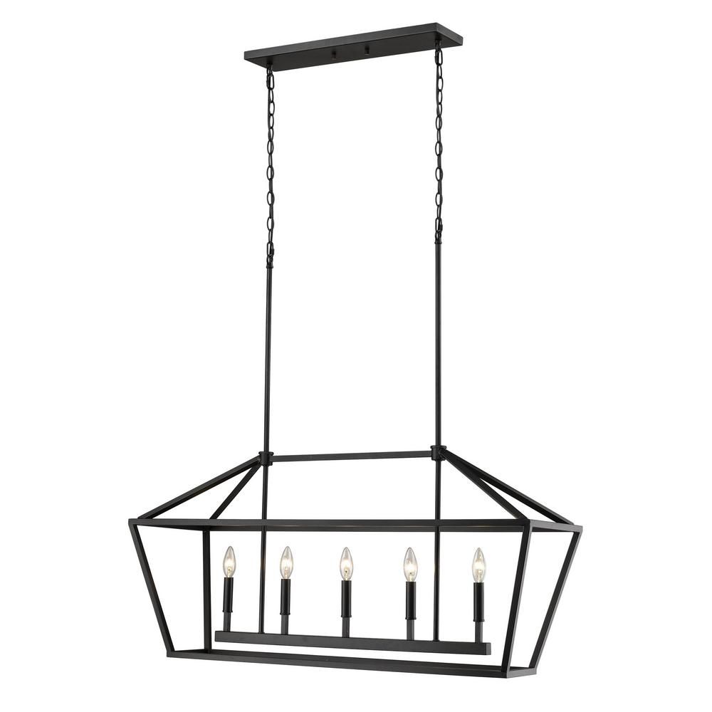 Millennium Lighting 3245-MB 5-Light 40 in. Wide Taper Candle Matte Black Chandelier-3245-MB - The... | The Home Depot