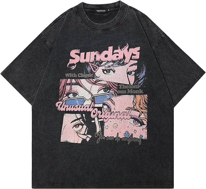 T-Shirt Streetwear Aesthetic Graphic Eyes Relaxed Tee Shirt Men Unisex | Amazon (US)