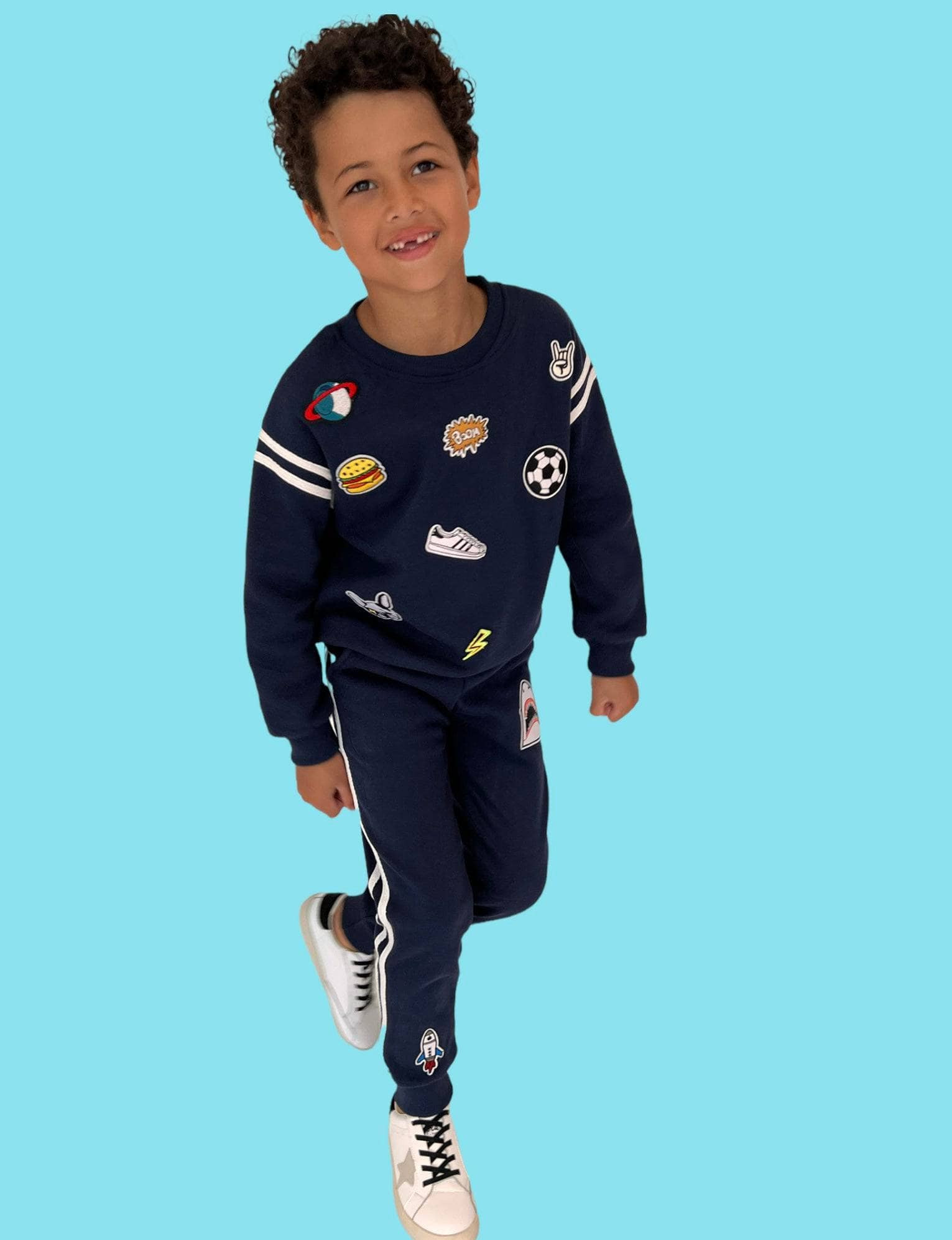 Varsity Patch Jogger Set Navy | Lola + The Boys