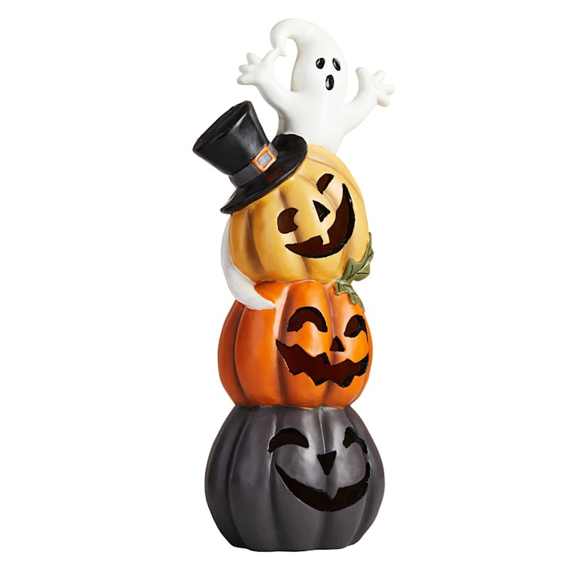 Homespun Halloween Pre-Lit Jack-o'-Lantern Stack with Ghost, 24" | At Home