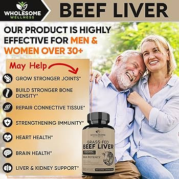 Grass Fed Desiccated Beef Liver Capsules (180 Pills, 750mg Each) - Natural Iron, Vitamin A, B12 f... | Amazon (US)
