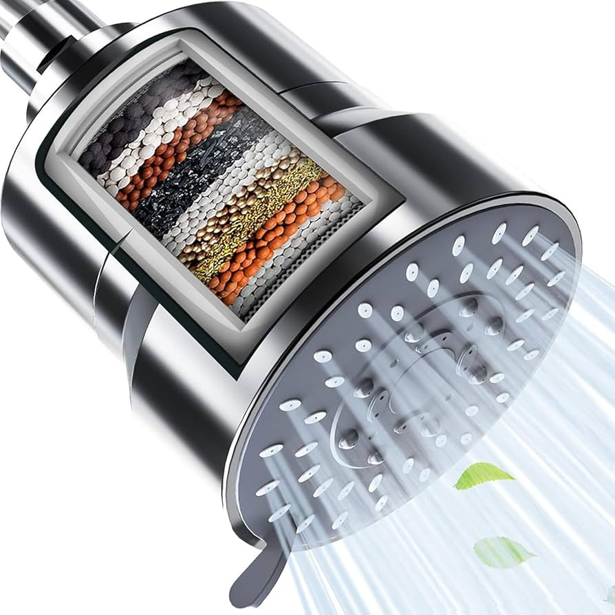Filtered Shower Head, 5 Modes High Pressure Shower Head with 15 Stage Hard Water Shower Filter Ca... | Amazon (US)