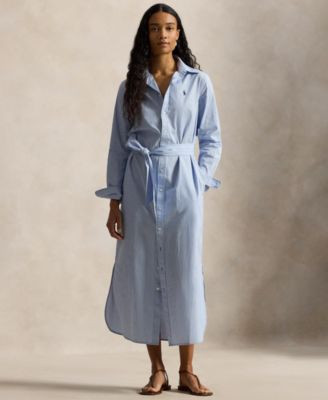 Women's Long-Sleeve Collared Shirt Dress | Macy's
