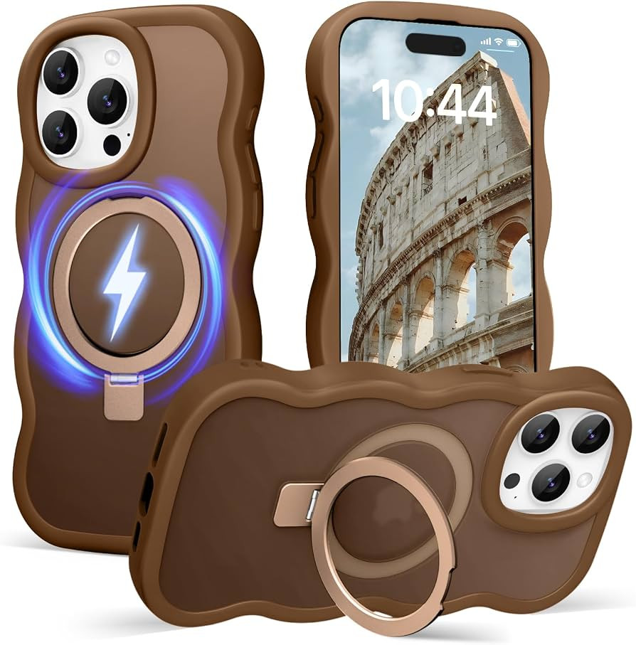 for iPhone 14 Pro Case, Compatible with Magsafe with Invisible Magnetic Ring Stand Wavy Frame Cut... | Amazon (US)