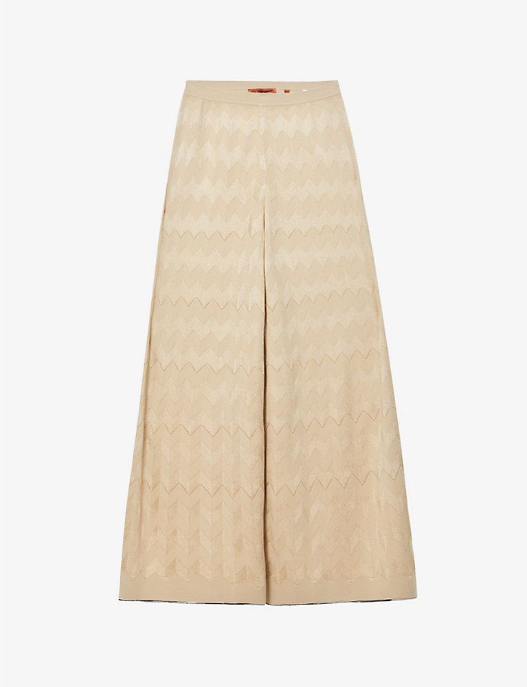 Geometric-pattern wide-leg mid-rise knitted trousers | Selfridges