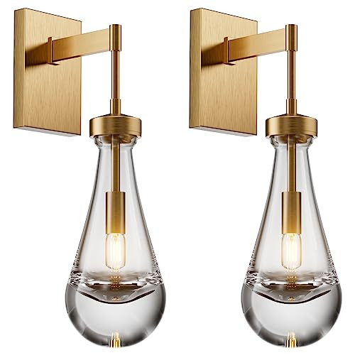 YUEXPAND Wall Sconces Set of Two, Brass Raindrop sconces Wall Lighting,Indoor Kitchen Wall Decor ... | Amazon (US)