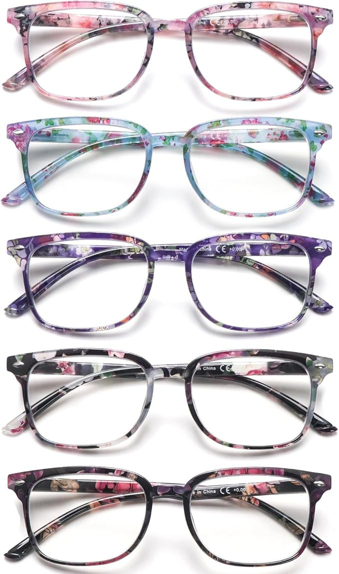 5 Pack Reading Glasses Blue Light Blocking for Women,Computer Readers with Spring Hinge | Amazon (US)