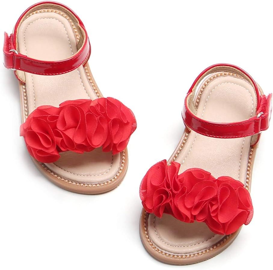 Felix & Flora Toddler Girls Sandals Soft Rubber Flats Summer Baby Flower Girl Shoes. | Amazon (US)