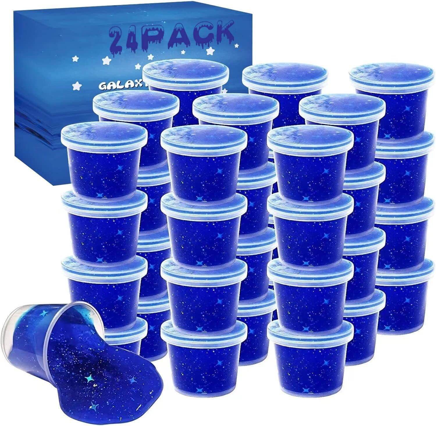24 Pack Blue Galaxy Star Slime,Party Favor for Kids Girls & Boys,Non Sticky, Stress & Anxiety Relief, Wet, Super Soft Sludge Toy, Easter Egg Filling Stuffers | Amazon (US)