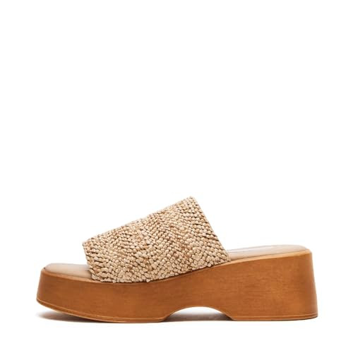 Amazon.com | VICKI·VICKI Platform Sandals Women, Raffia Espadrilles Wedge Sandals Straw, Slip On... | Amazon (US)
