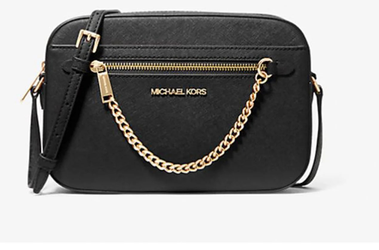 Michael Kors Women's Adult Two inside pockets leather East West Chain Crossbody Bag, Black/Large | Walmart (US)