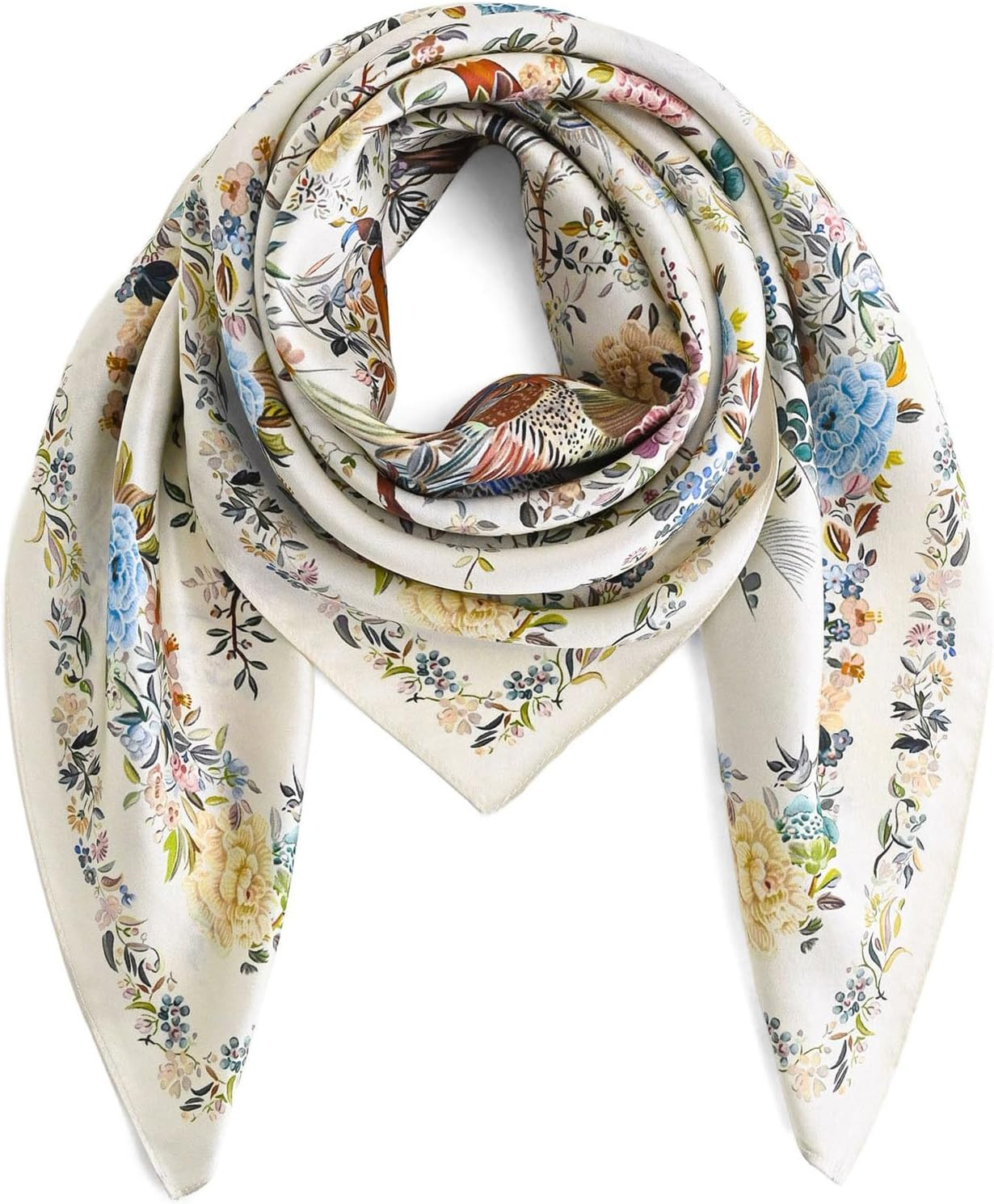 100% Mulberry Silk Scarf for Women 35"x 35" Large Square Lightweight Headscarf Silk Shawls Hair Wrap-Gift Packed | Amazon (US)