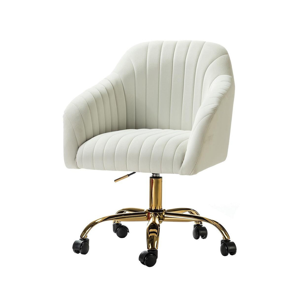 Hulala Home Modern Cute Velvet Home Office Desk Chair - Ivory | Macy's