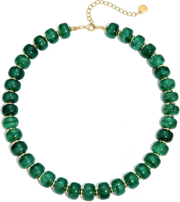 Beaded Necklace for Women, Boho Statement Bead Chunky Necklace Large Acrylic Beads Necklace Fashi... | Amazon (US)