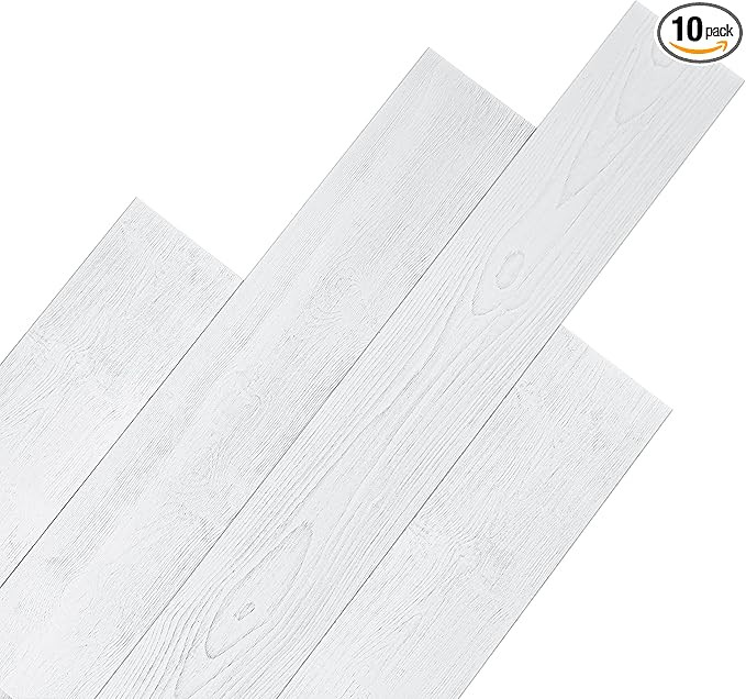 Luxdecor Real Wood Wall Planks - White Shiplap Boards 5" Peel and Stick - 10 Pieces, 12.5 Sq Ft | Amazon (US)