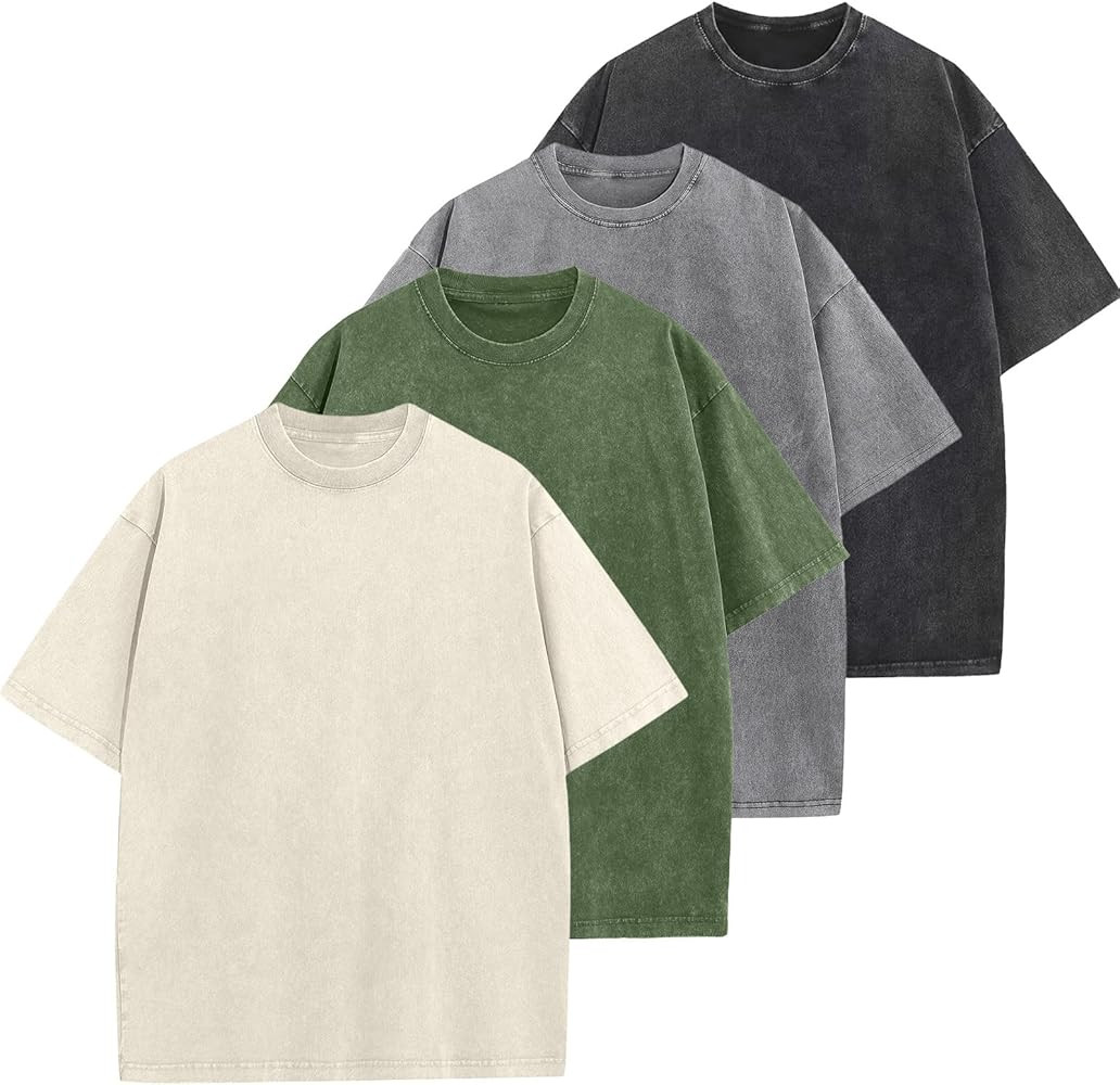Men's Oversized Cotton T-Shirts Loose Fit Vintage Washed Tee Unisex Short Sleeve Casual Shirts To... | Amazon (US)
