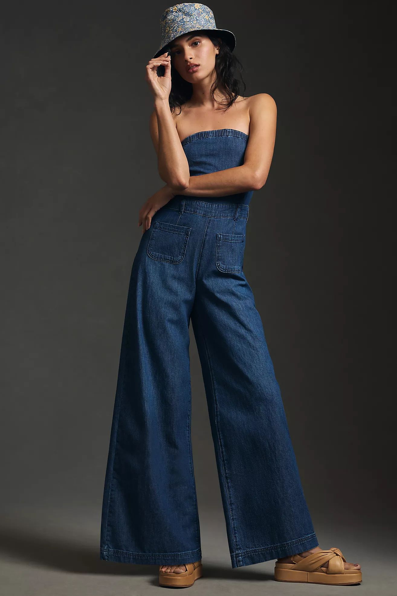 Pilcro Strapless Polished Wide-Leg Jumpsuit | Anthropologie (US)