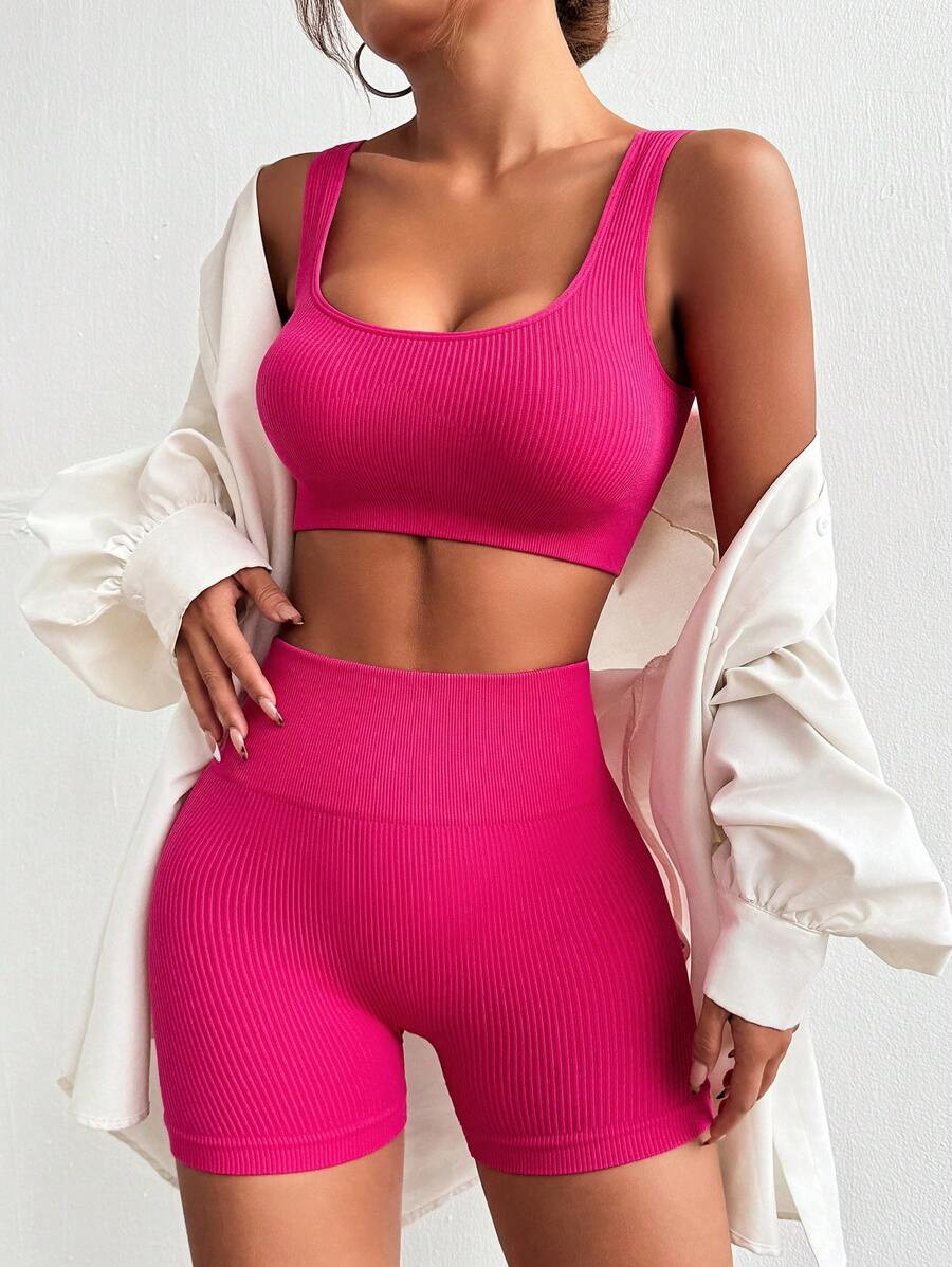 SHEIN Sport Studio Women's Christmas Tree Printed Slim Fit Elastic Camisole And Shorts Sportswear... | SHEIN