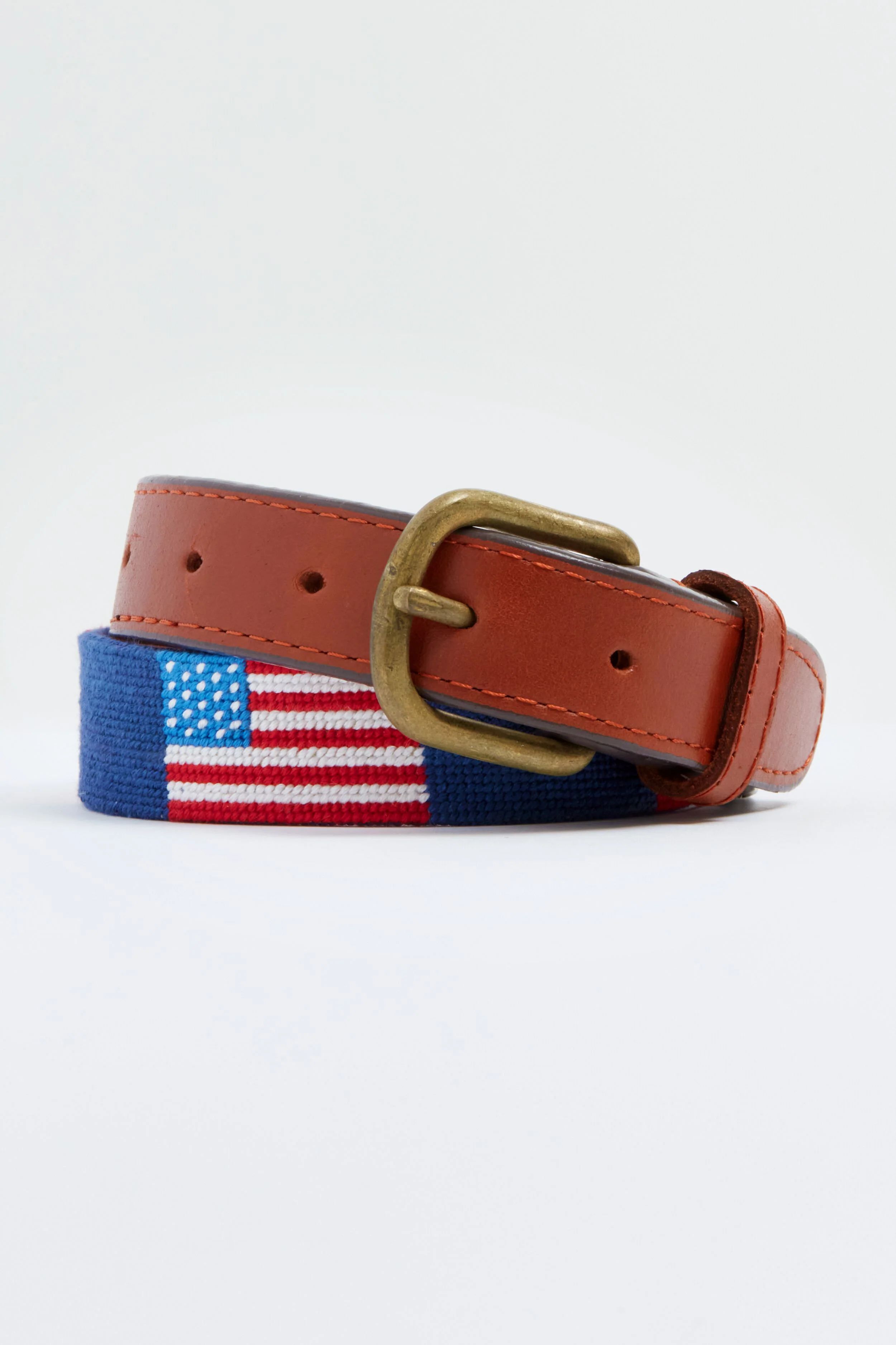 Navy American Flag Needlepoint Childrens Belt | Tuckernuck (US)